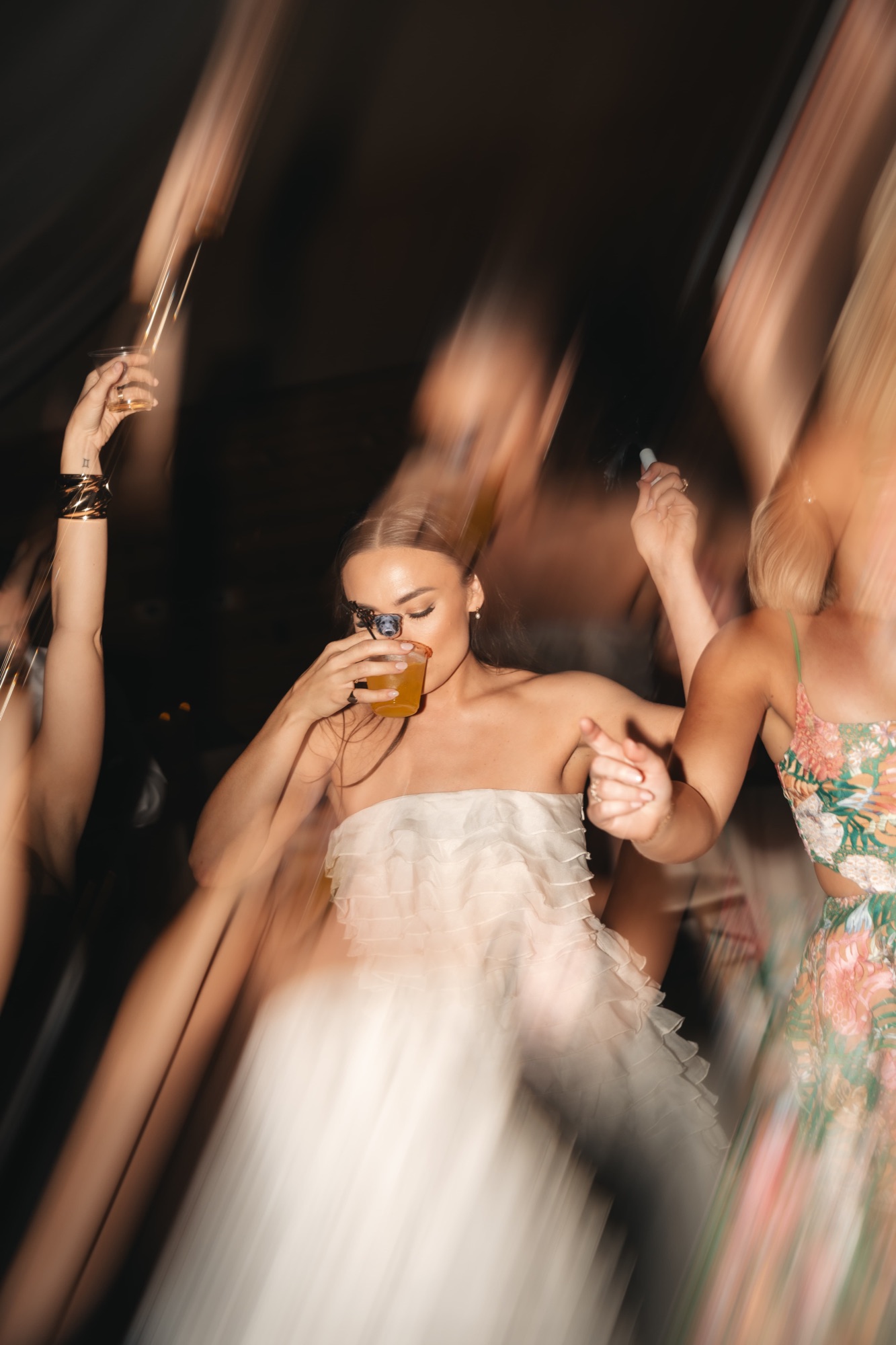 Bride on the dance floor, motion blur
